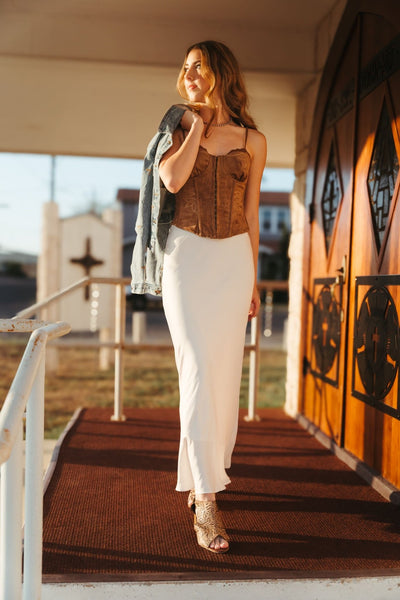 Europa Poly Sheen Skirt Sea Salt ZK234341 - Southern Soule Designs