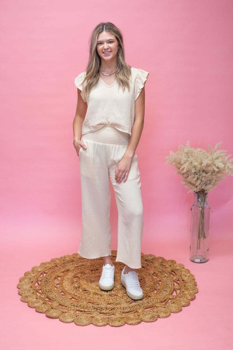 Butter Gauze Smock Waist Pant