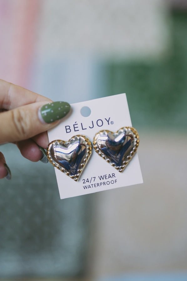 Evada Mixed Metal Heart Studs - Southern Soule Designs