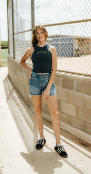 Everyday Hi-Rise Denim Shorts Vintage Indigo ZS232661S - Southern Soule Designs