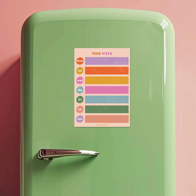 A4 Magnetic Color Block Weekly Planner - Fridge Magnet