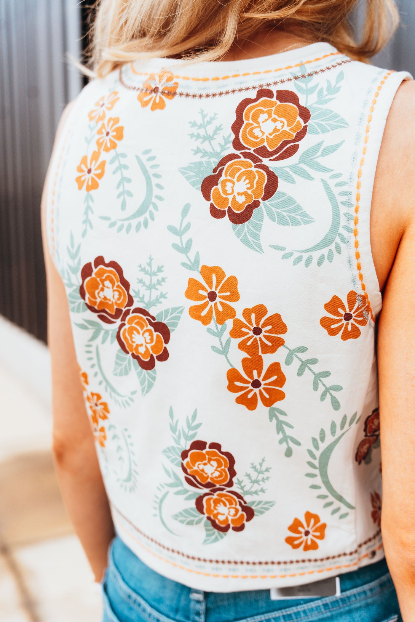 Rock & Roll Women's Floral Print Vest Rose/Mauve