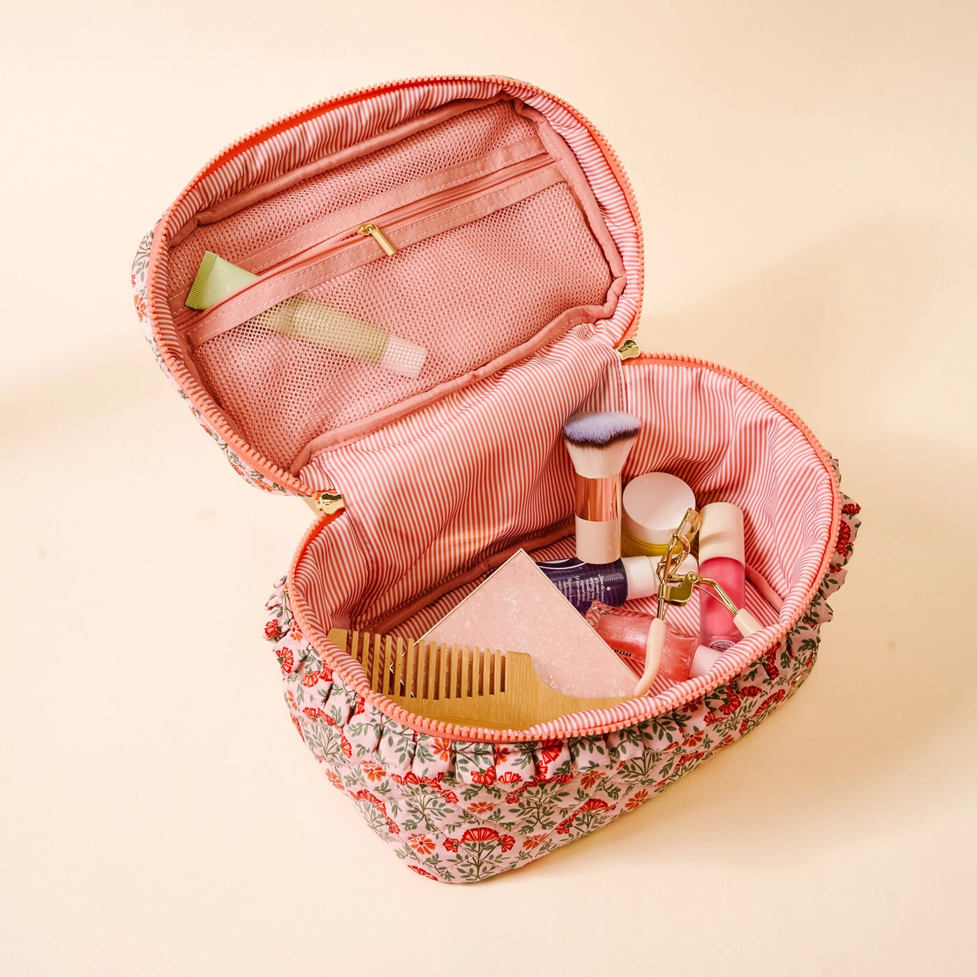 Everbloom Dusty Rose Glam & Go Quilted Cosmetic Bag