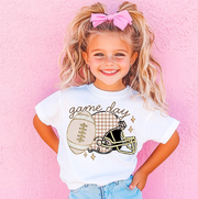 Football Game Day Gingham Neutral Kids T Shirt