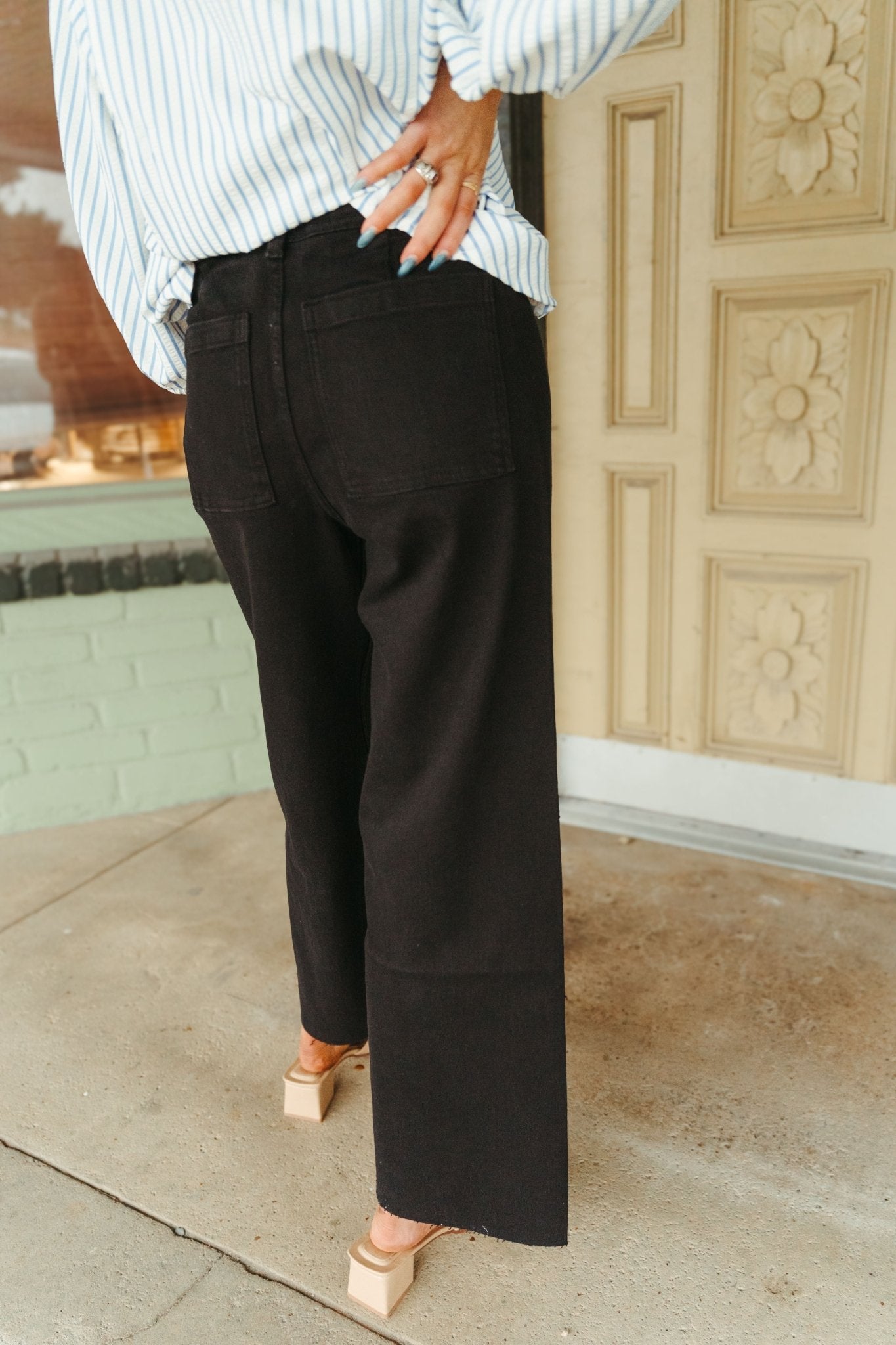 Faded Black Straight Wide Leg Pants MMP623 - Southern Soule Designs