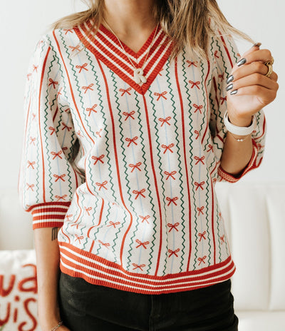 Faith in a Bow Ivory Sweater - Southern Soule Designs