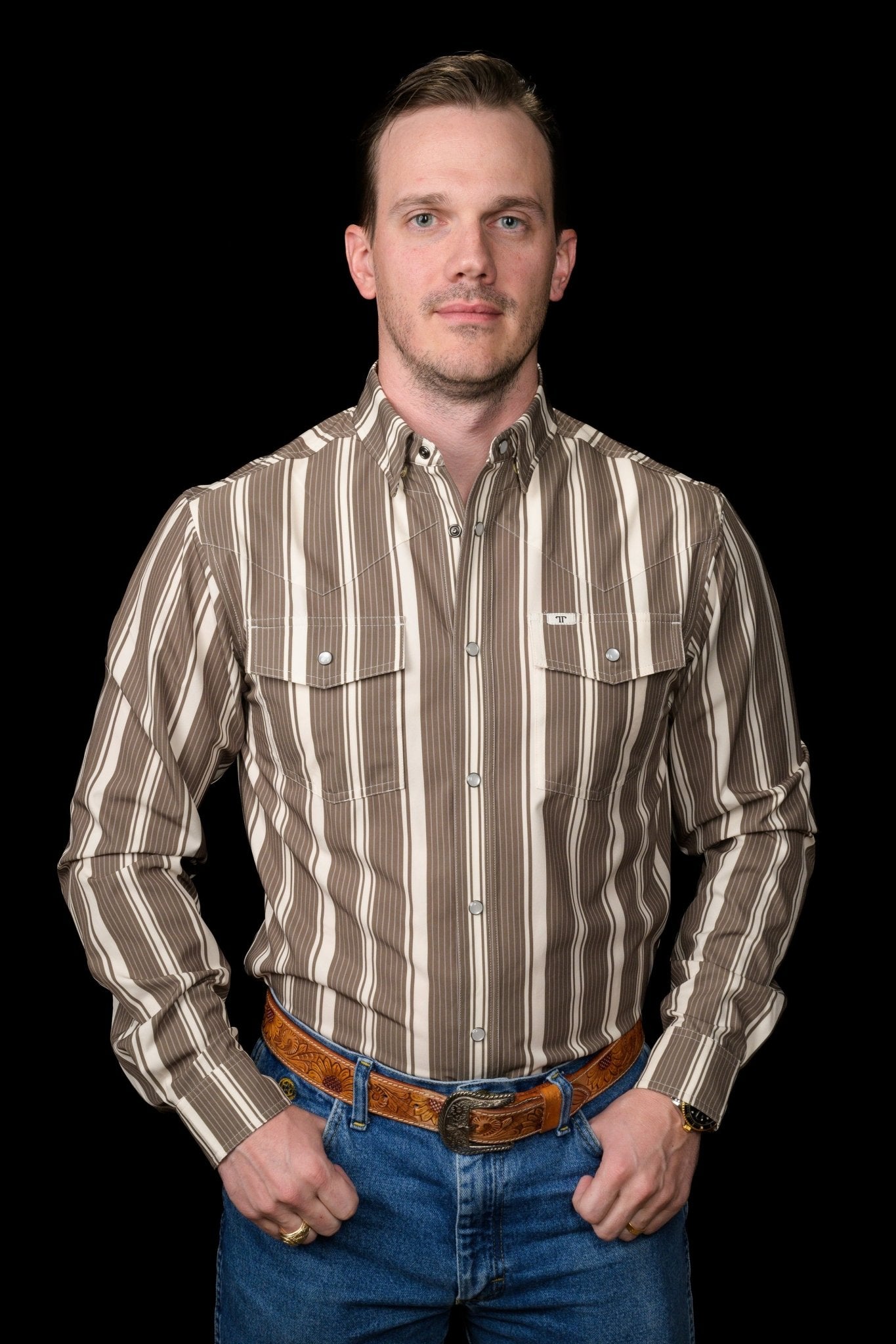 Ferrell - Atlas Green Long Sleeve Snap Shirt - Southern Soule Designs