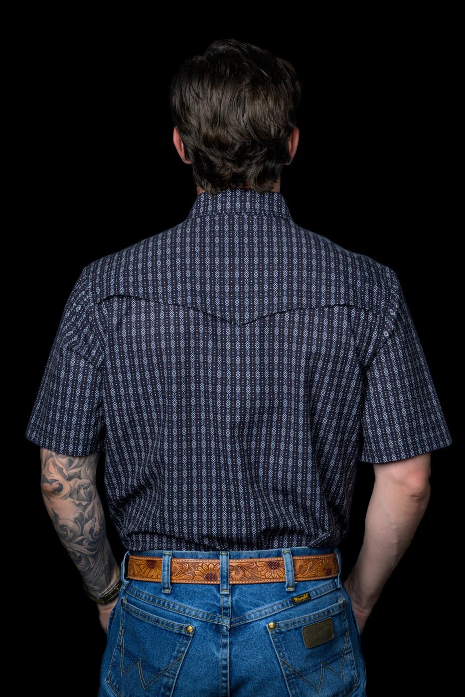 Ferrell - Aztec Short Sleeve Snap Shirt Black - Southern Soule Designs