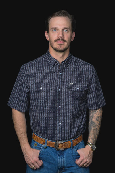 Ferrell - Aztec Short Sleeve Snap Shirt Black - Southern Soule Designs