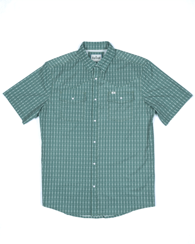 Ferrell - Aztec Short Sleeve Snap Shirt Green - Southern Soule Designs