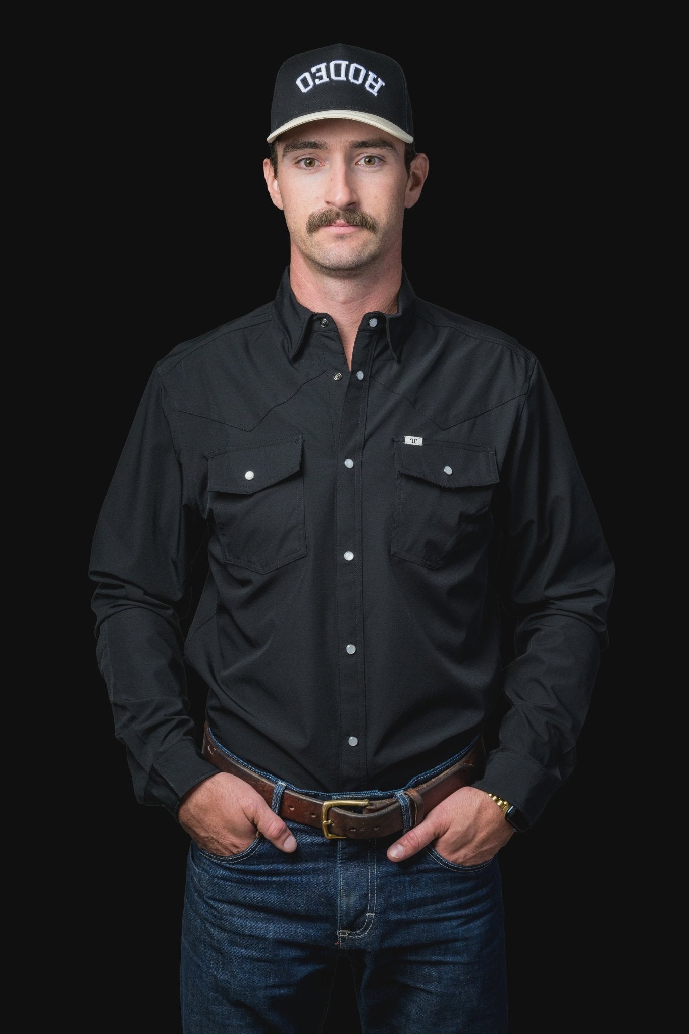 Ferrell - Black Long Sleeve Snap Shirt - Southern Soule Designs