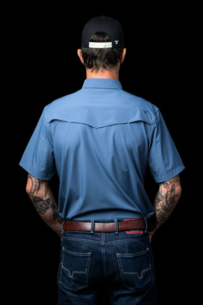 Ferrell - Blue Short Sleeve Snap Shirt - Southern Soule Designs