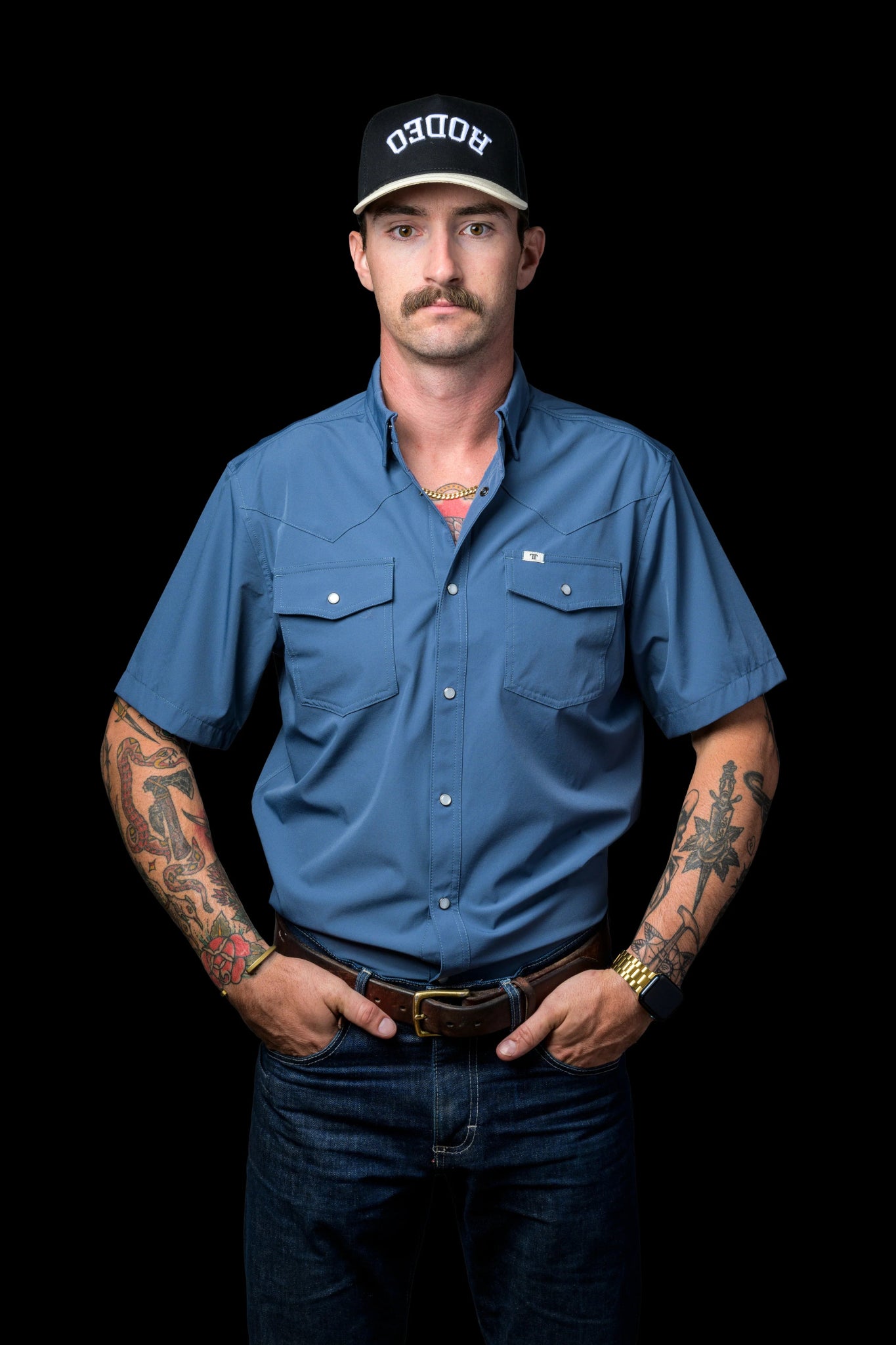 Ferrell - Blue Short Sleeve Snap Shirt - Southern Soule Designs