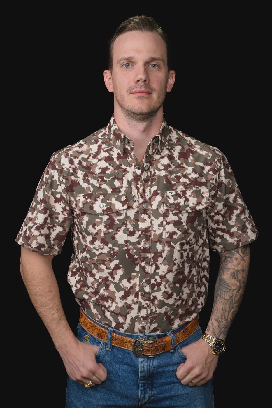 Ferrell - Camo Lite Short Sleeve Snap Shirt - Southern Soule Designs
