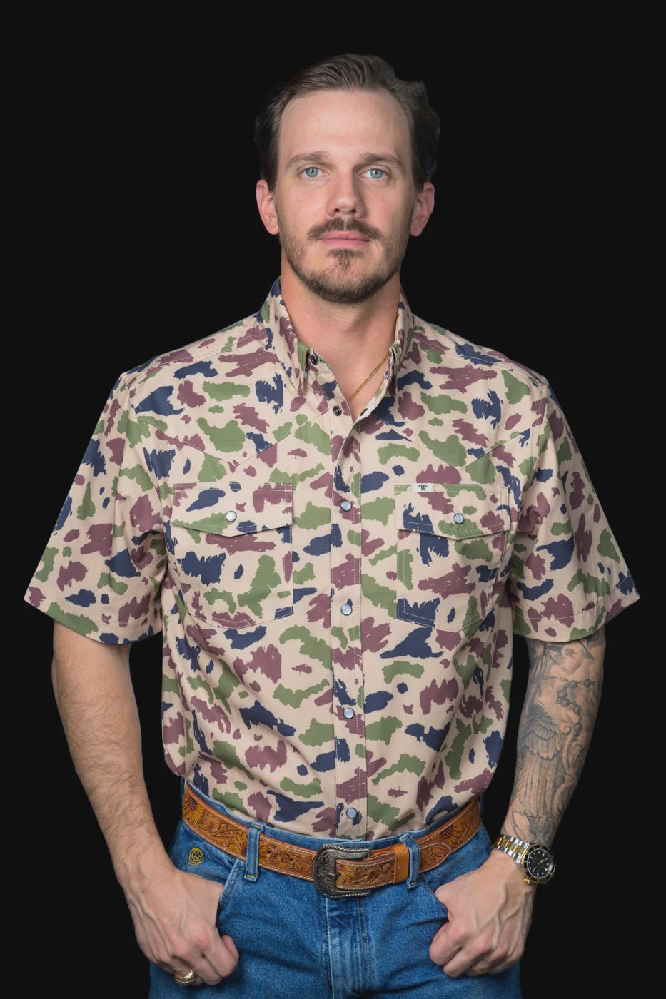 Ferrell - Camo Short Sleeve Snap Shirt 2582 - Southern Soule Designs
