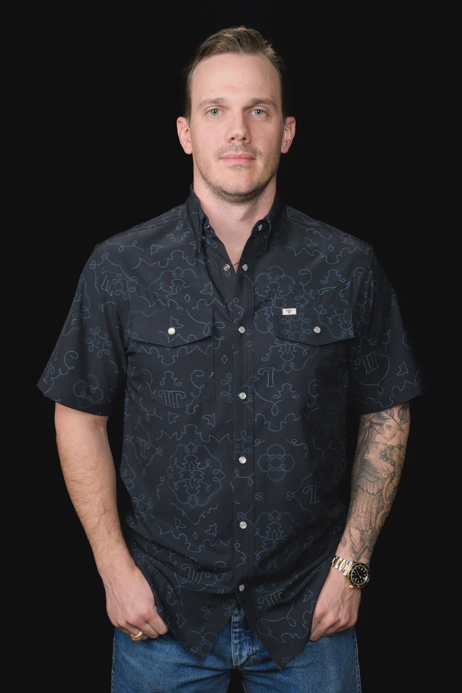 Ferrell - Carson Black Short Sleeve Snap Shirt – Southern Soule Designs