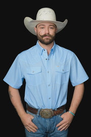Ferrell - Carson in Light Blue Short Sleeve Snap Shirt - Southern Soule Designs