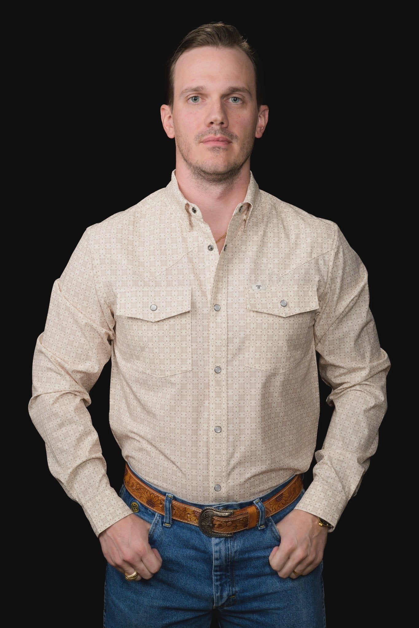 Ferrell - Collin Cream Long Sleeve Snap Shirt - Southern Soule Designs