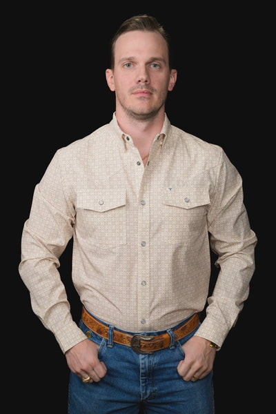 Ferrell - Collin Cream Long Sleeve Snap Shirt - Southern Soule Designs