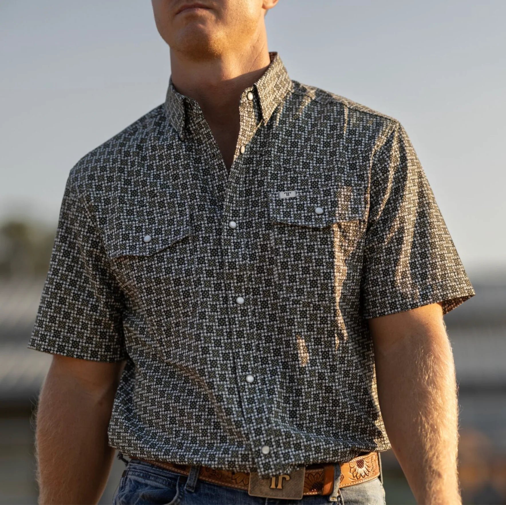 Ferrell - Colton Green Short Sleeve Snap Shirt - Southern Soule Designs
