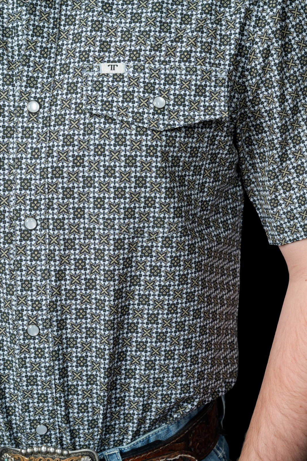 Ferrell - Colton Green Short Sleeve Snap Shirt - Southern Soule Designs