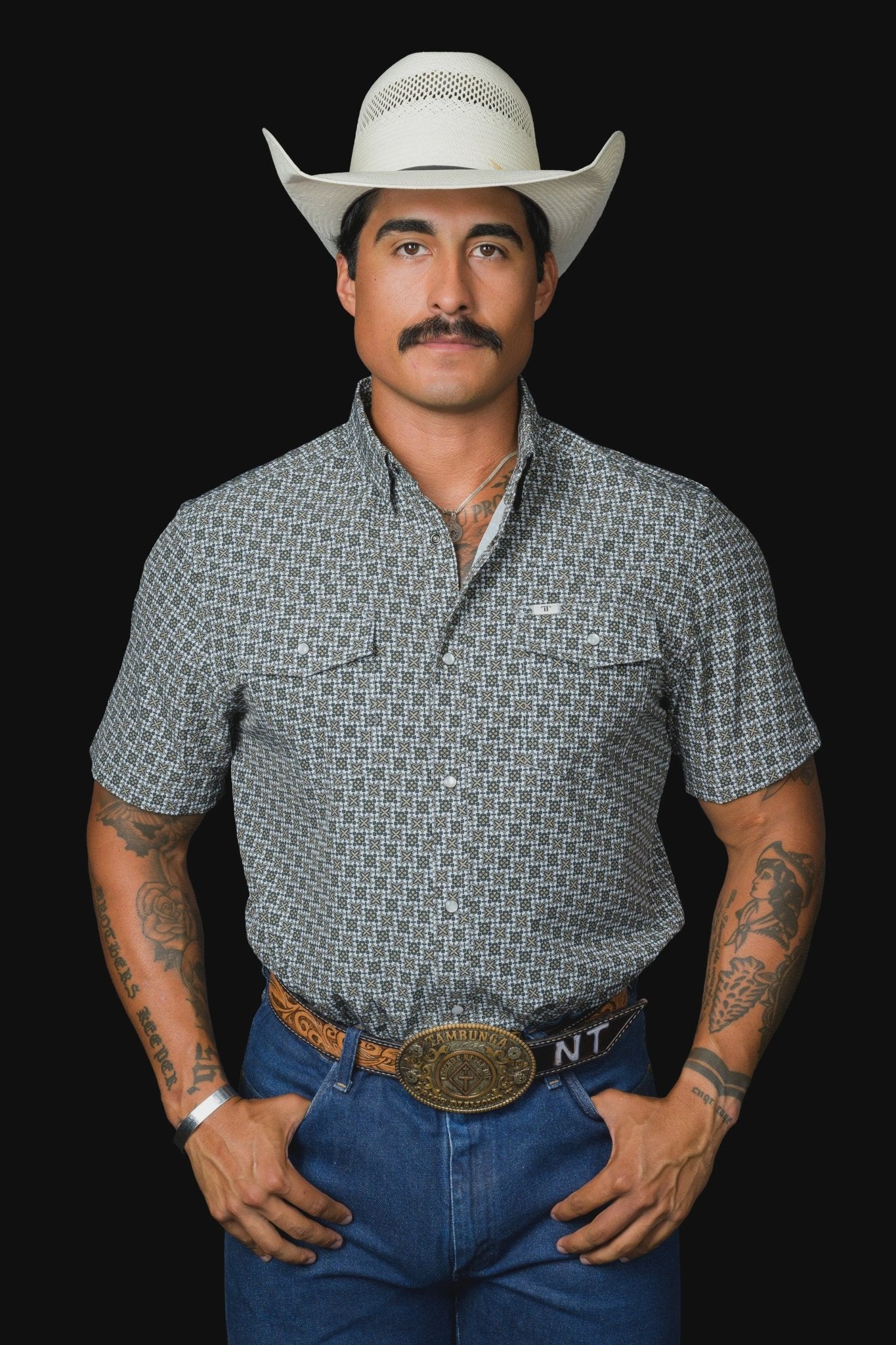 Ferrell - Colton Green Short Sleeve Snap Shirt - Southern Soule Designs