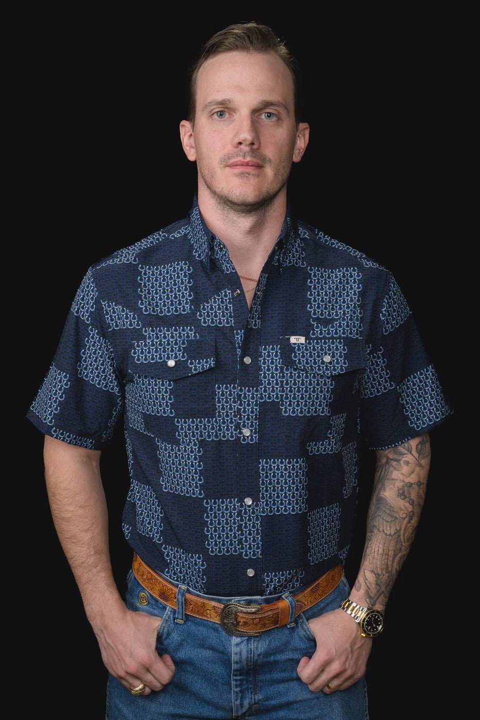 Ferrell - Dallas Blue Short Sleeve Snap Shirt - Southern Soule Designs