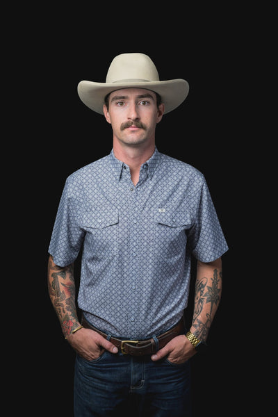 Ferrell - Diamond Short Sleeve Snap Shirt Black - Southern Soule Designs