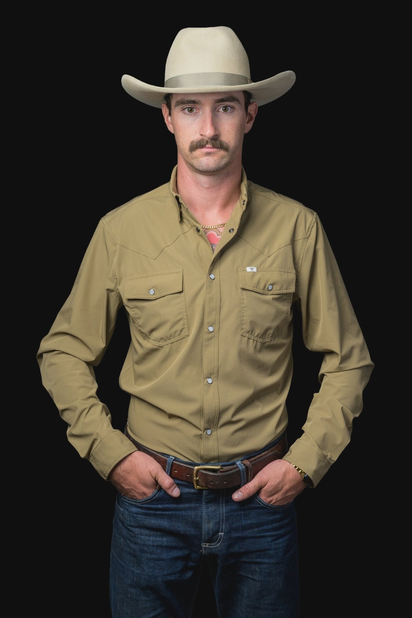 Ferrell - Khaki Long Sleeve Shirt - Southern Soule Designs