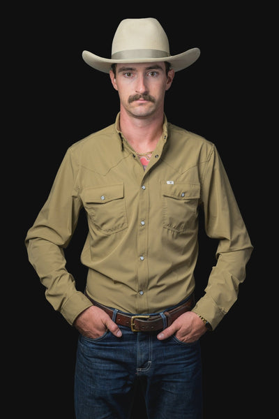 Ferrell - Khaki Long Sleeve Shirt - Southern Soule Designs