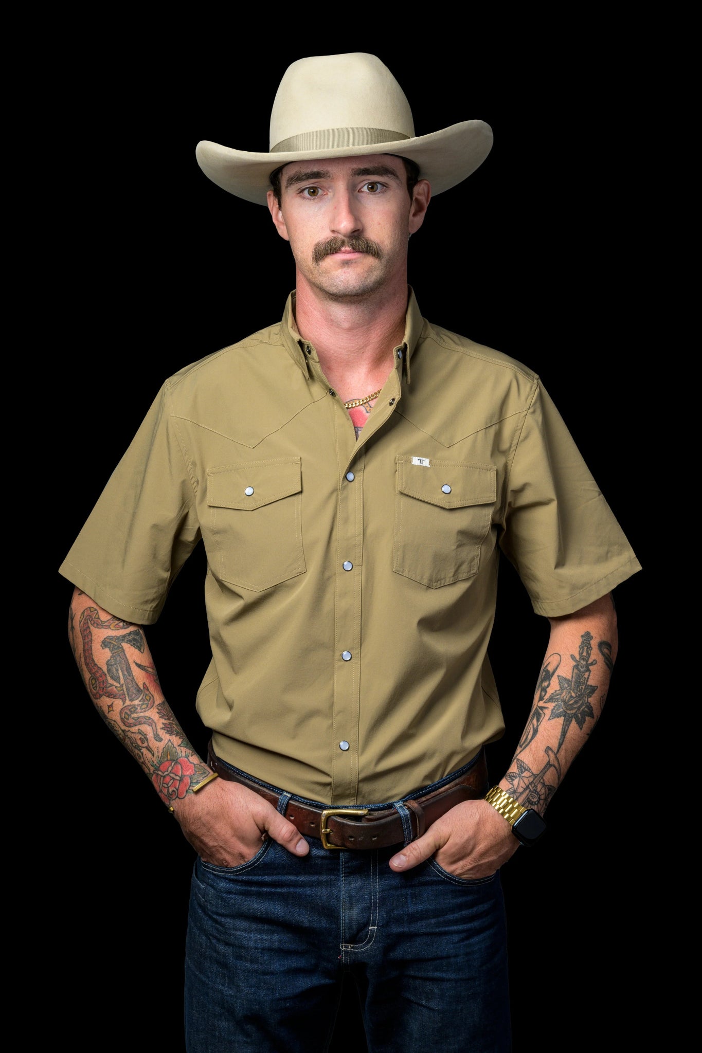 Ferrell - Khaki Short Sleeve Shirt - Southern Soule Designs
