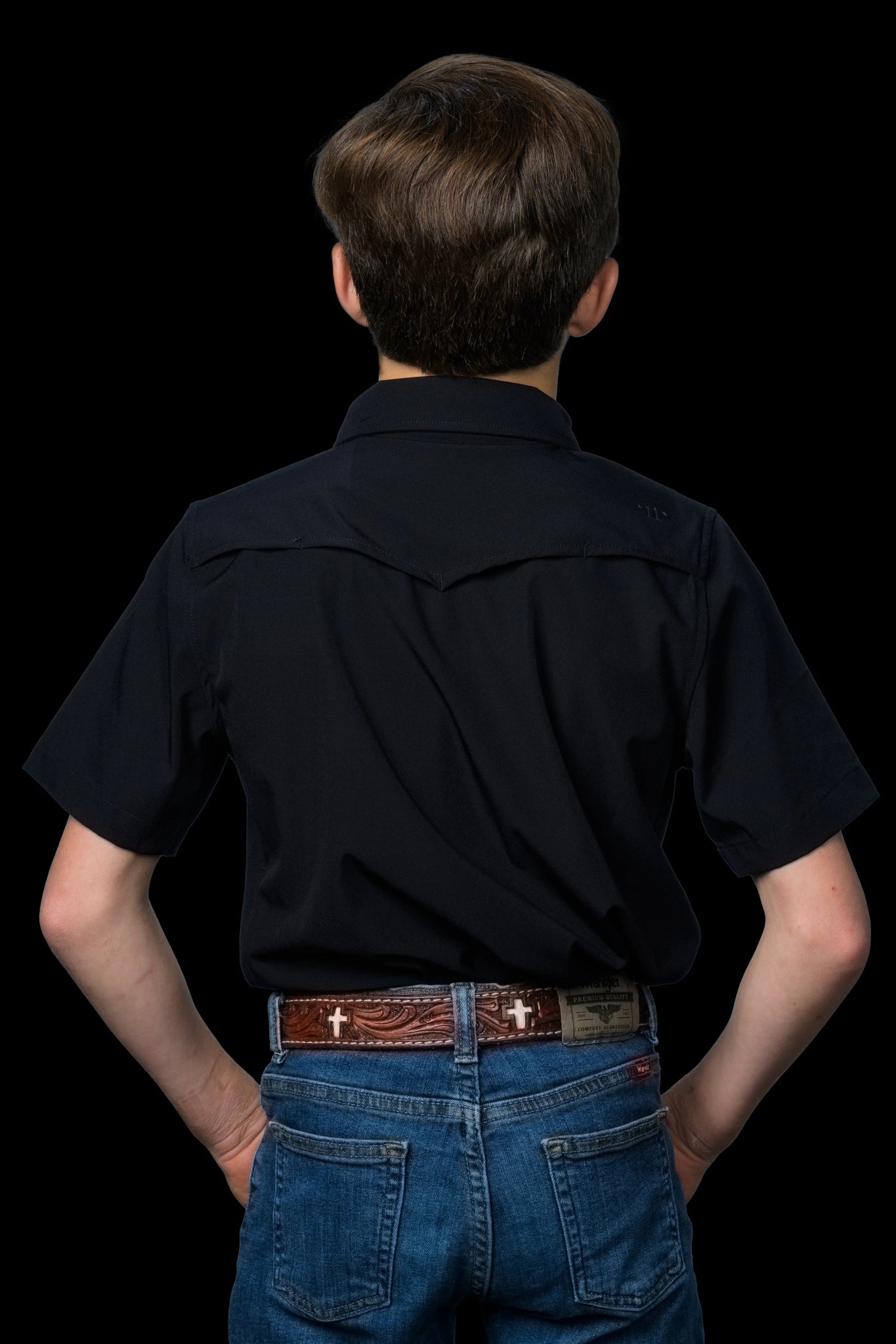 Ferrell - Kid's Black Short Sleeve Snap Shirt - Southern Soule Designs