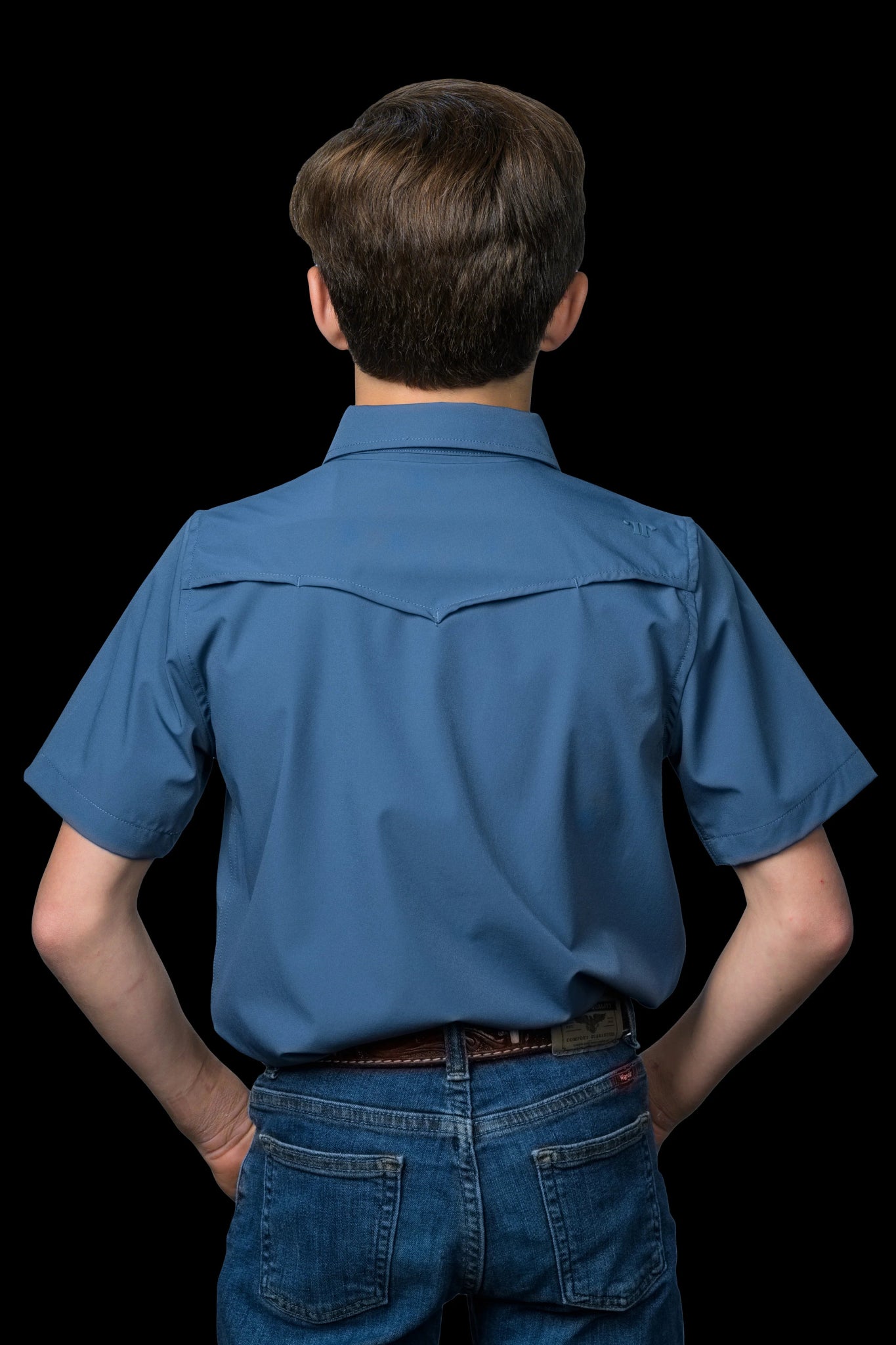 Ferrell - Kid's Blue Short Sleeve Snap Shirt - Southern Soule Designs