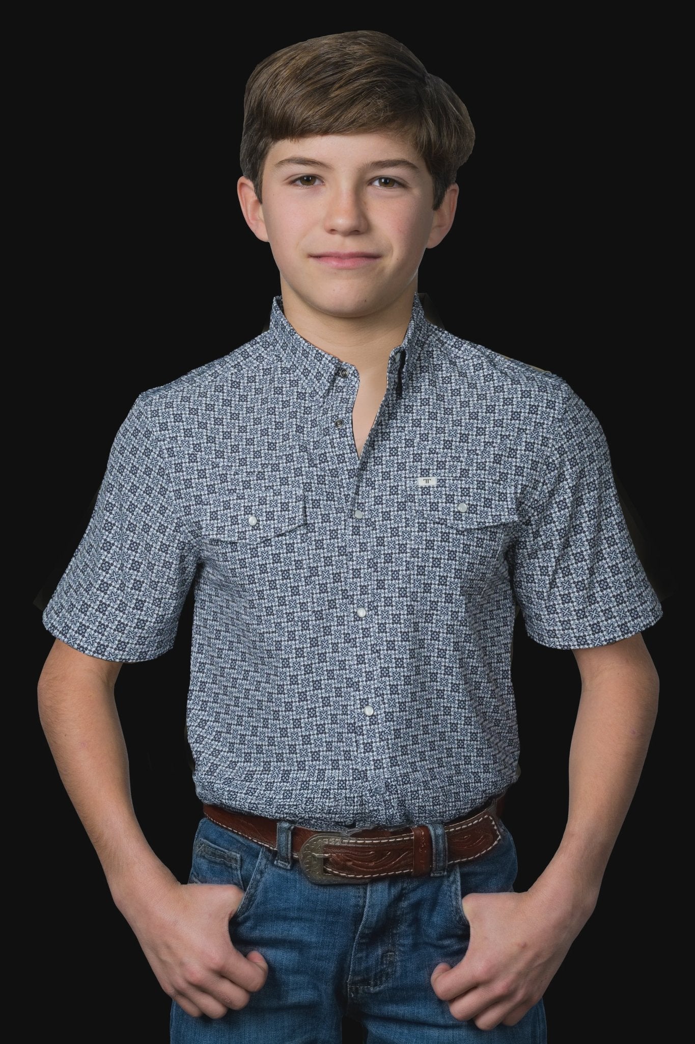 Ferrell - Kid's Colton in Blue Short Sleeve Snap Shirt - Southern Soule Designs
