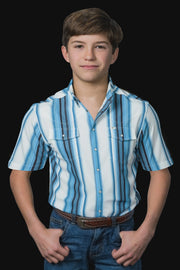 Ferrell - Kid's Harrison in Blue Short Sleeve Snap Shirt - Southern Soule Designs