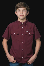 Ferrell - Kid's Maroon Short Sleeve Snap Shirt - Southern Soule Designs