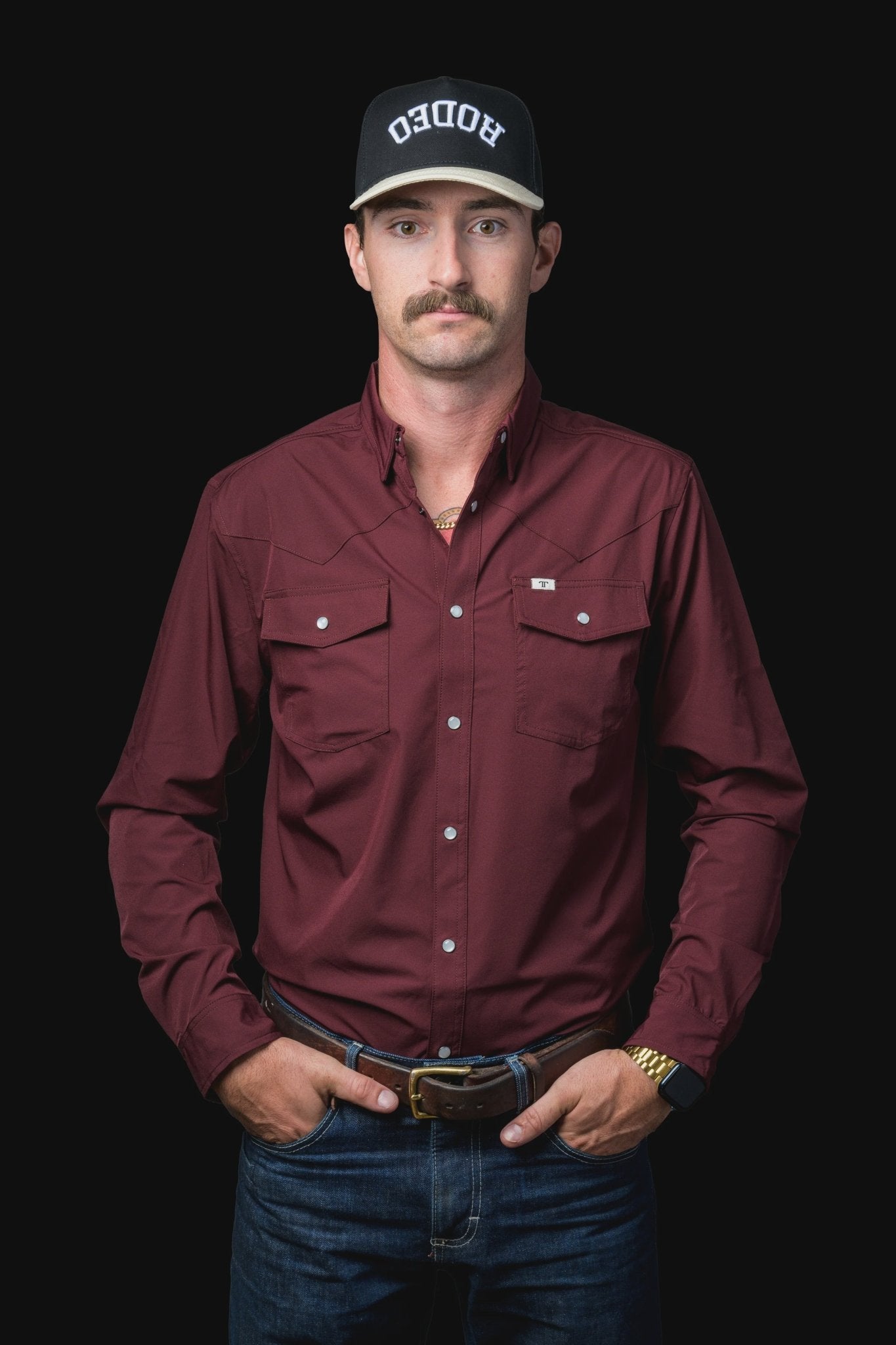 Ferrell - Maroon Long Sleeve Snap Shirt - Southern Soule Designs