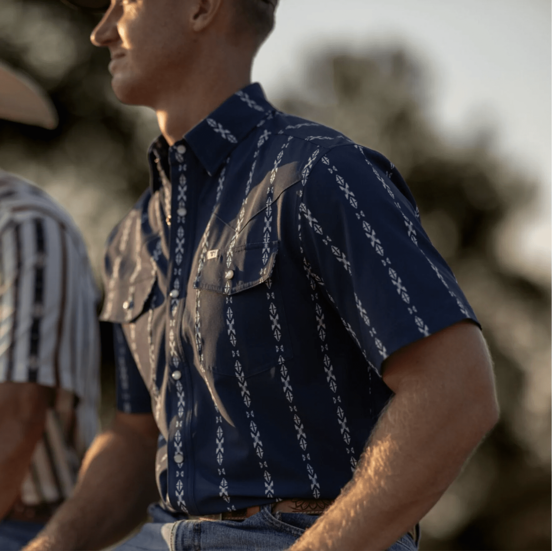 Ferrell - Maverick Blue Short Sleeve Snap Shirt - Southern Soule Designs