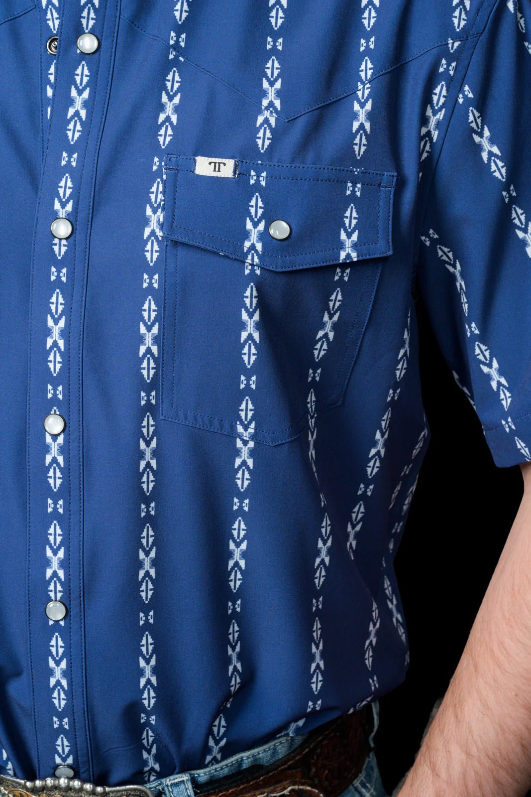 Ferrell - Maverick Blue Short Sleeve Snap Shirt - Southern Soule Designs