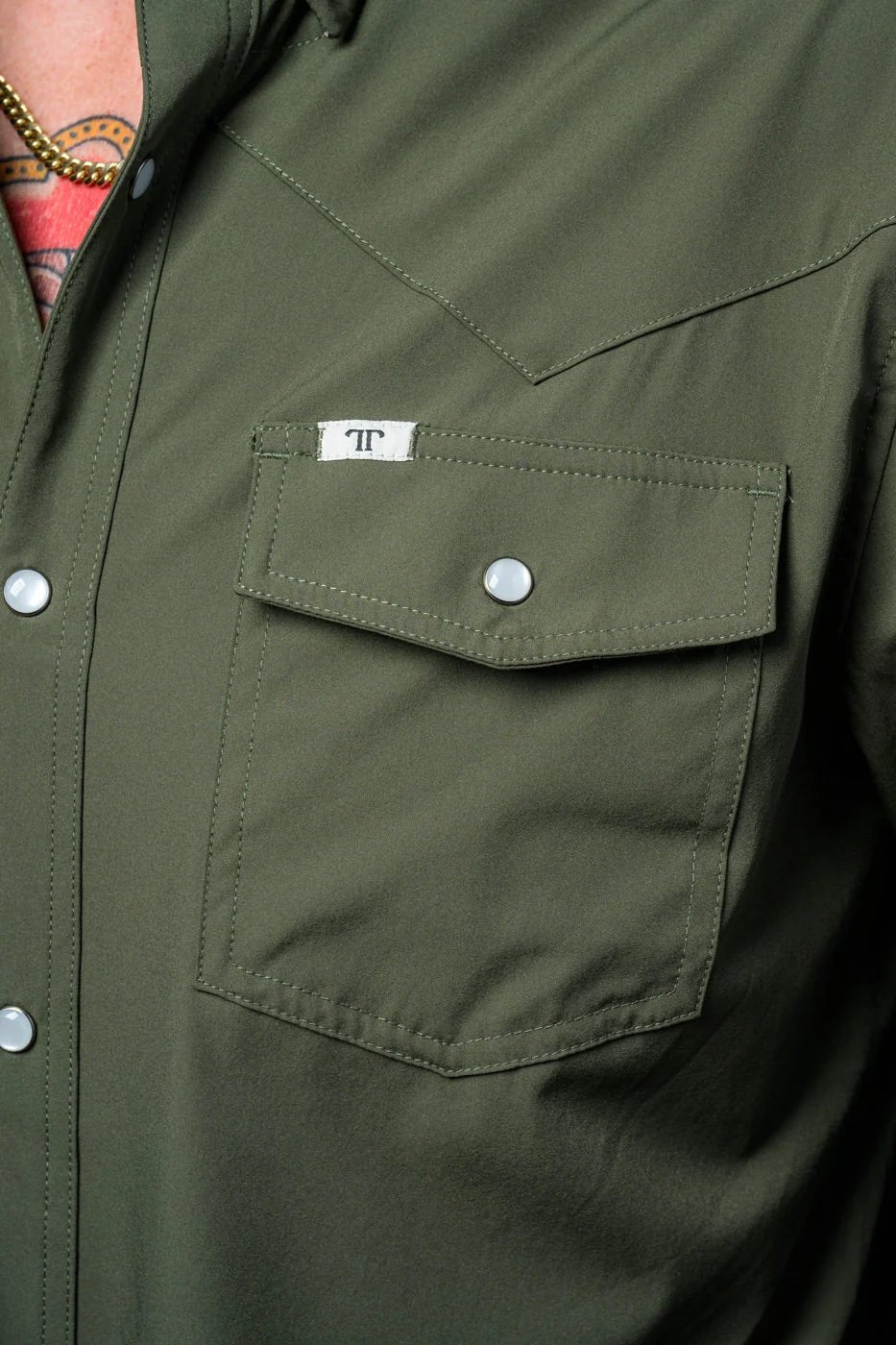 Ferrell - Olive Green Long Sleeve Snap Shirt - Southern Soule Designs