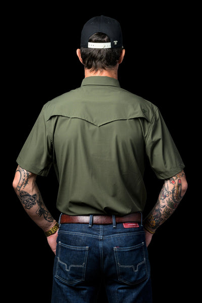 Ferrell - Olive Green Short Sleeve Snap Shirt - Southern Soule Designs