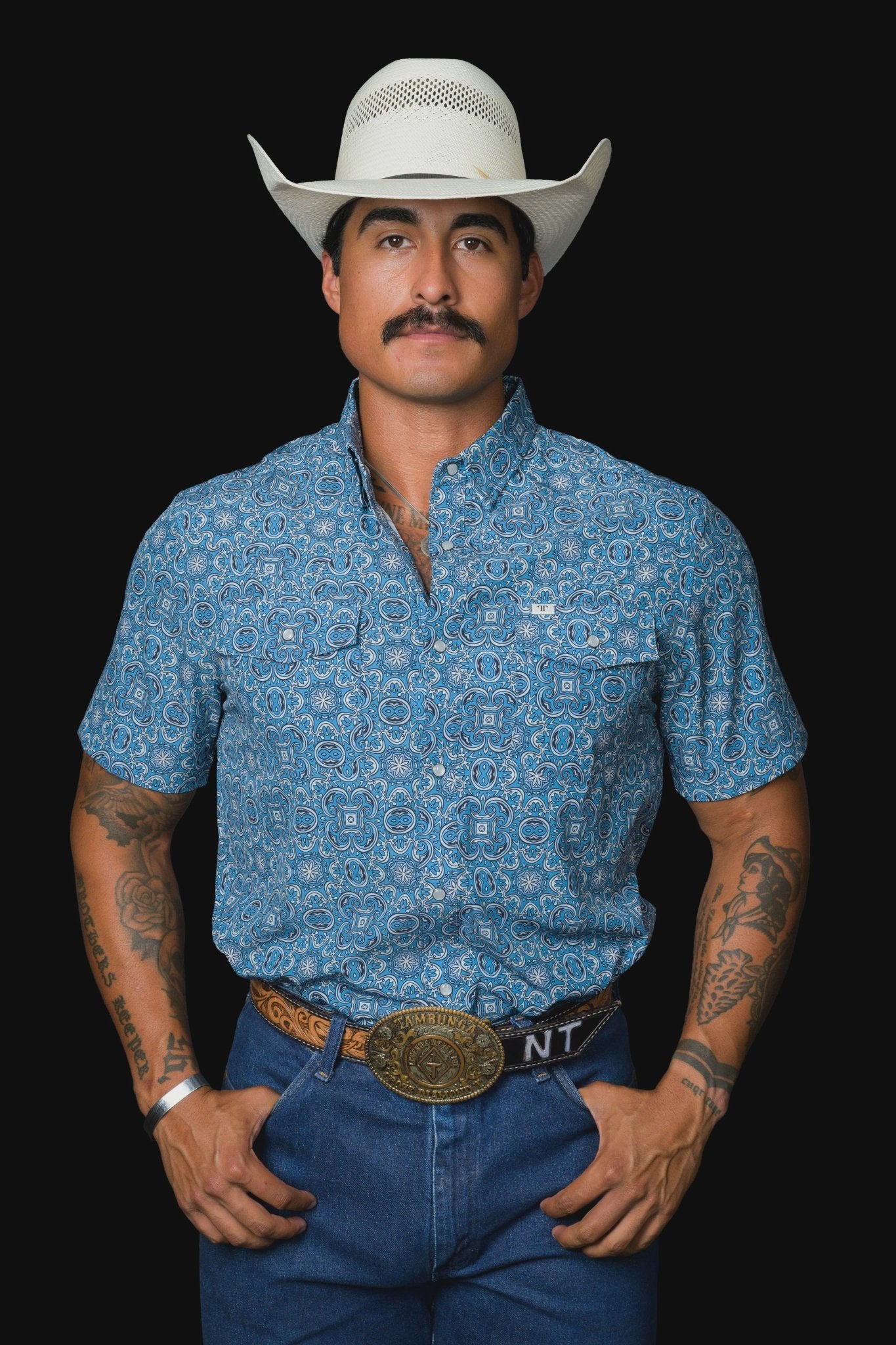 Ferrell - The Bennett in Light Blue Short Sleeve Snap Shirt - Southern Soule Designs