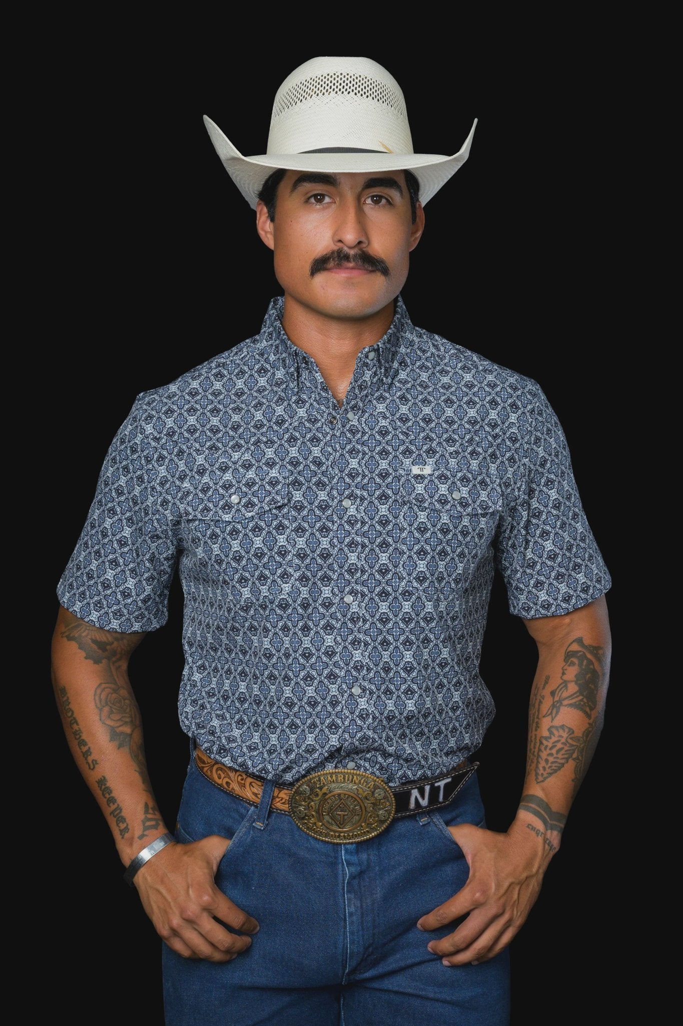 Ferrell - The Connor in Blue Short Sleeve Snap Shirt - Southern Soule Designs