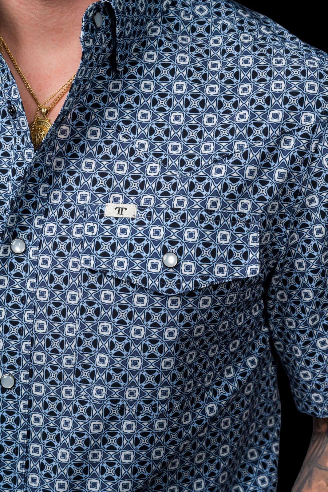 Ferrell - The Emerson in Blue Short Sleeve Pearl Snap - Southern Soule Designs