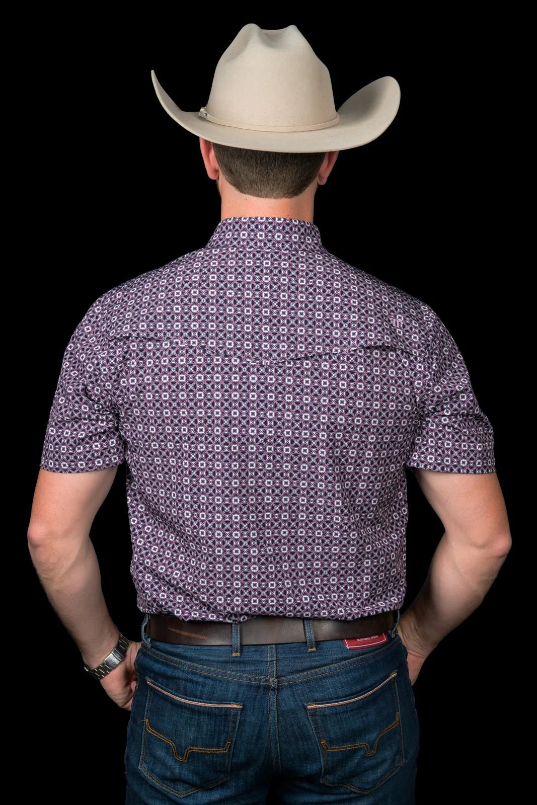 Ferrell - The Emerson Short Sleeve Pearl Snap Shirt in Maroon - Southern Soule Designs