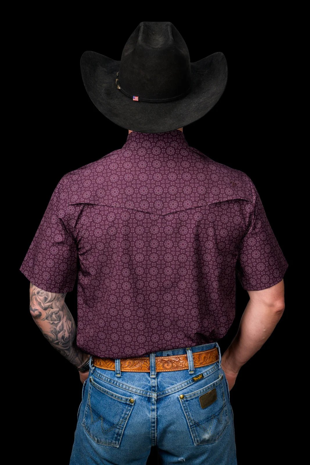 Ferrell - The Fletcher Short Sleeve Pearl Snap Shirt in Maroon - Southern Soule Designs