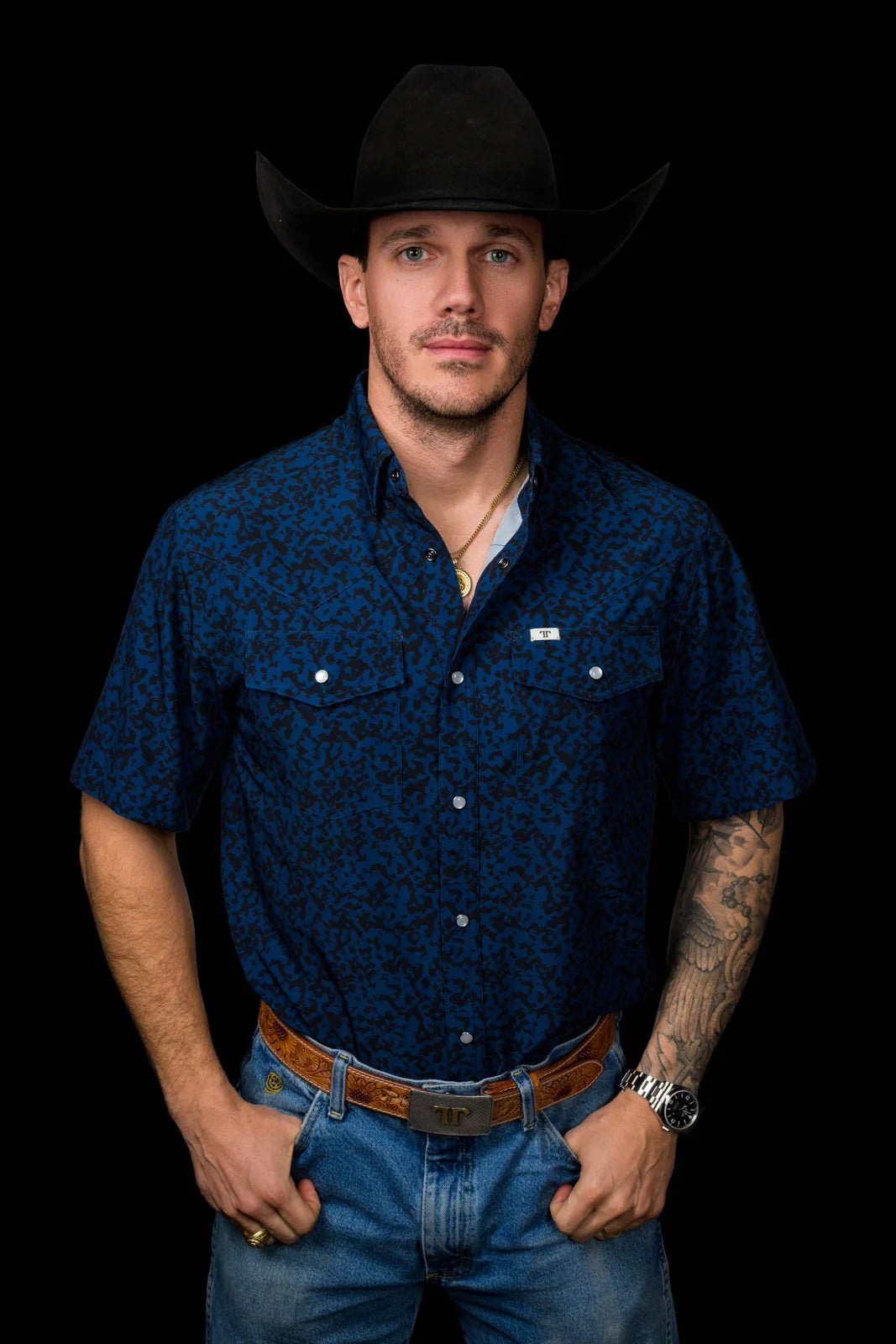 Ferrell - The Grant Short Sleeve Shirt in Blue - Southern Soule Designs