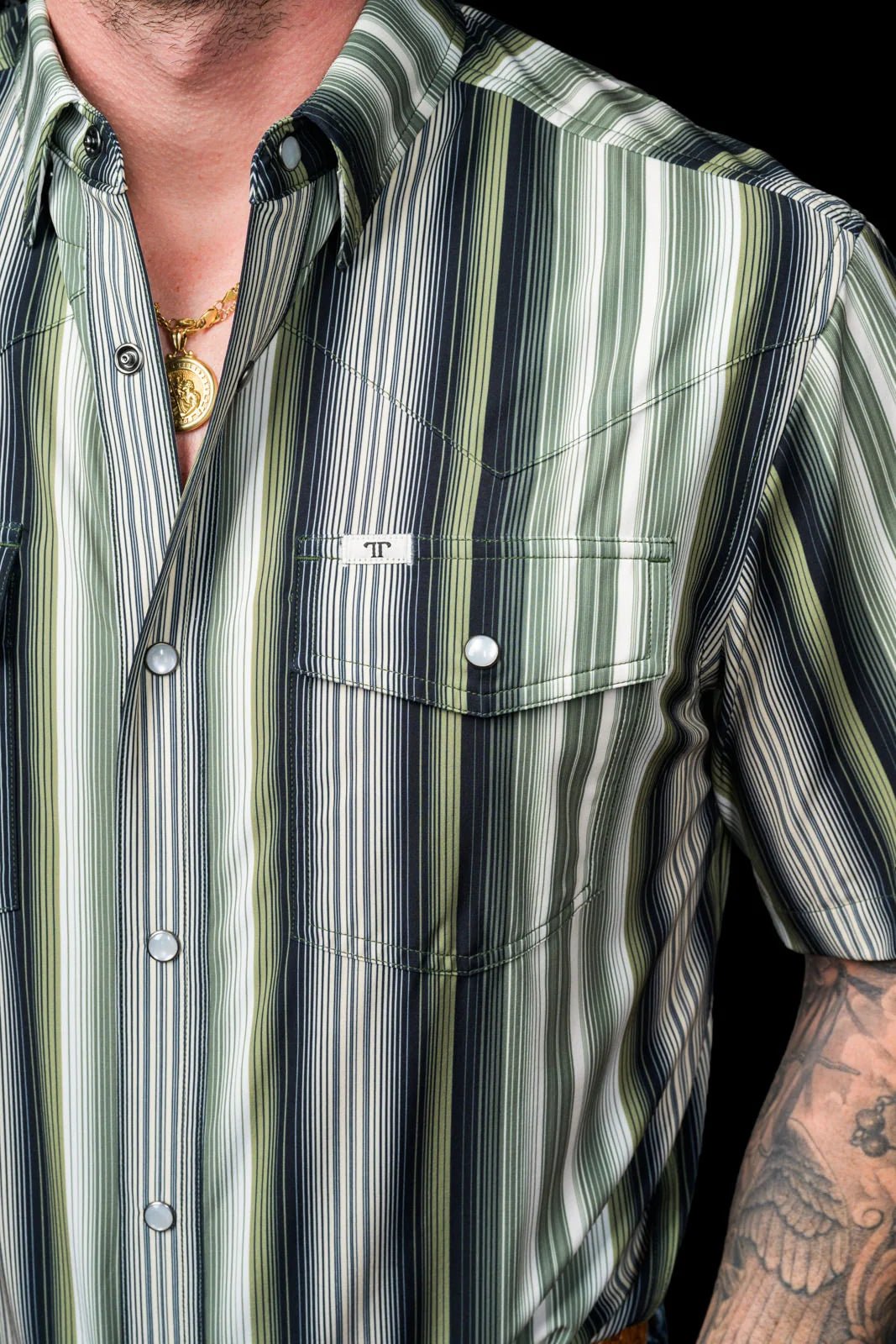 Ferrell - The Harrison Green Short Sleeve Snap Shirt - Southern Soule Designs