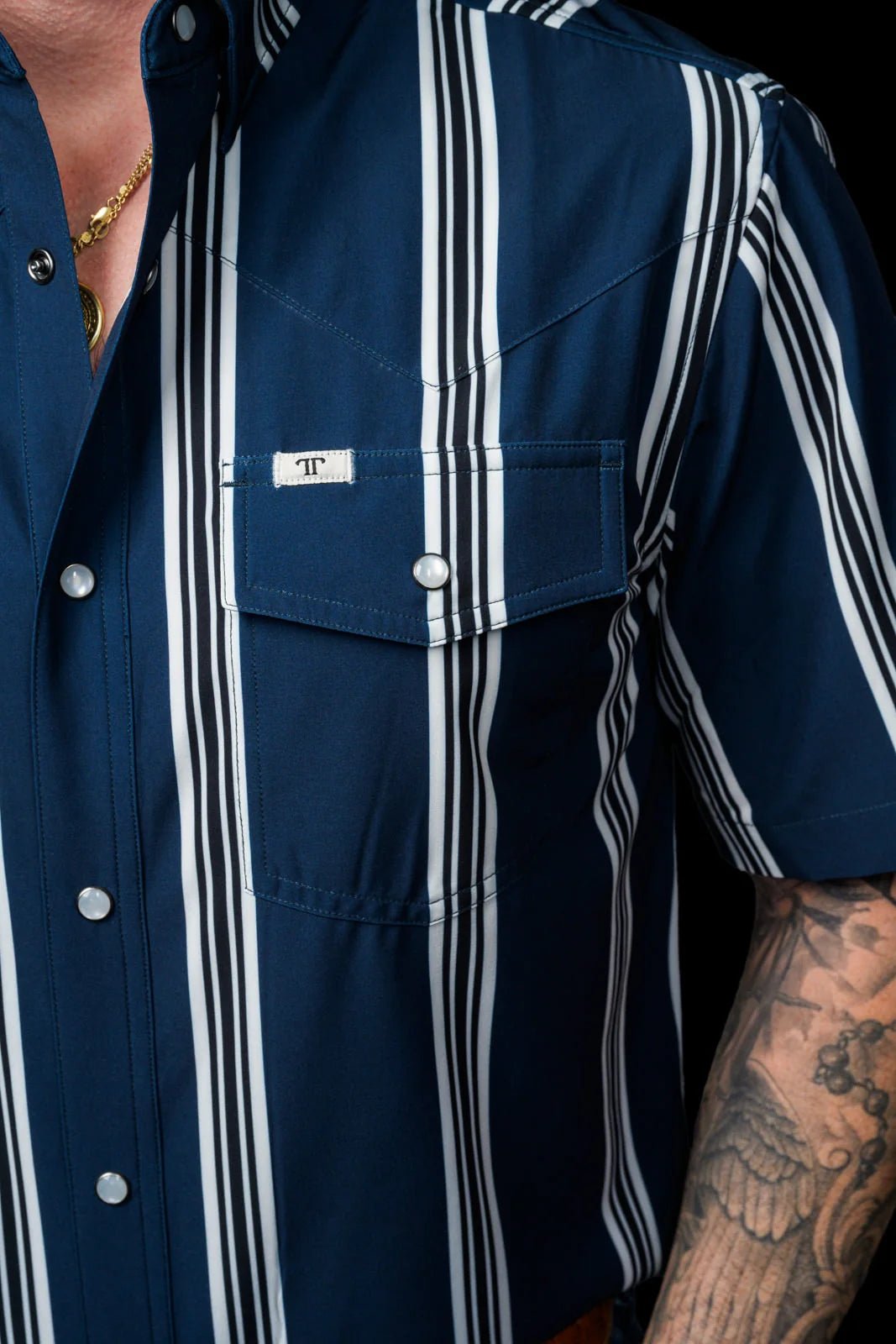Ferrell - The Hatfield Short Sleeve Pearl Snap Shirt in Blue - Southern Soule Designs