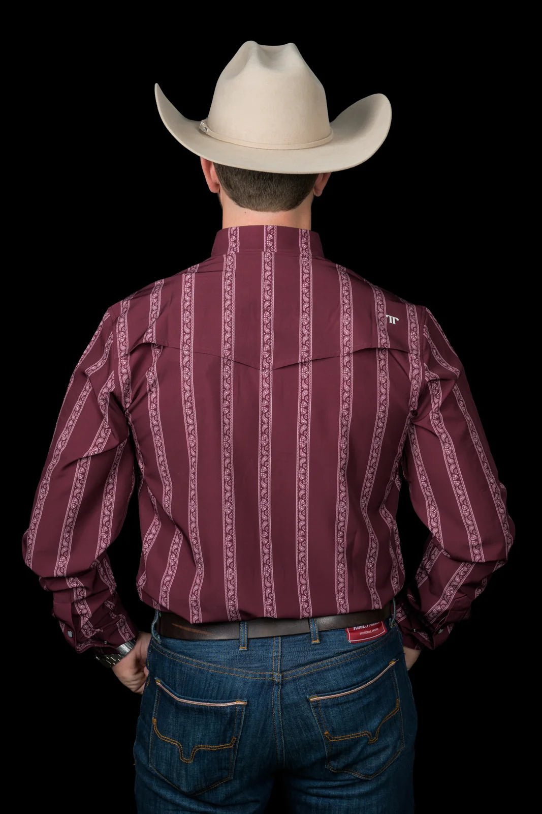 Ferrell - The Hays Long Sleeve Pearl Snap Shirt in Maroon - Southern Soule Designs